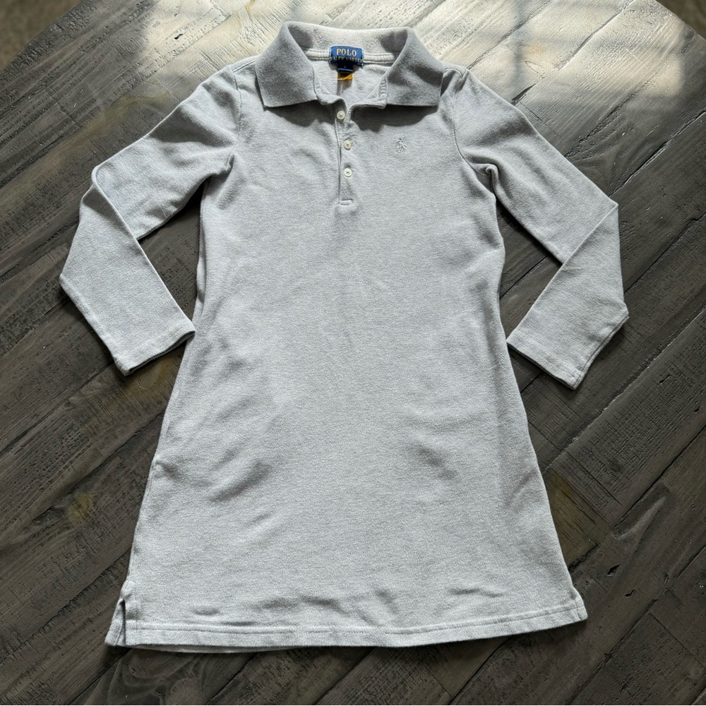 Polo Ralph Lauren Girls Size 6 Long Sleeve Gray Dress.